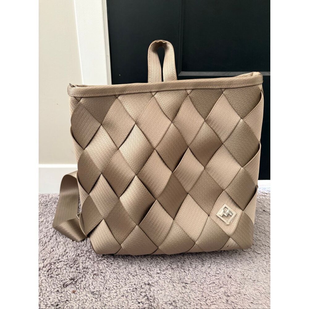 Maggie Bags Recycled Seatbelt Backpack Tan/Beige